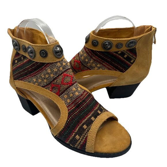 Very Volatile Los Angeles Boots Womens 8 Jalissa Concho Suede Multicolor Zip - Picture 1 of 9